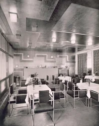 Ein Teeraum im Geschäft von Robert Bely, entworfen von Architekt Pierre Patout, 1920er Jahre
